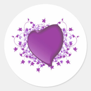 Sticker Rond Coeur pourpre
