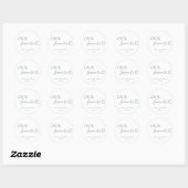 Sticker Rond Coeur romantique Script Notre Favori Mariage Faveu (Feuille)