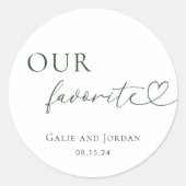 Sticker Rond Coeur romantique Script Notre Favori Mariage Faveu (Devant)