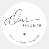 Sticker Rond Coeur romantique Script Notre Favori Mariage Faveu (Devant)