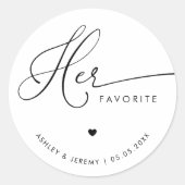 Sticker Rond Coeur Romantique Script Son Mariage Favori Faveur (Devant)