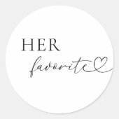 Sticker Rond Coeur Romantique Script Son Mariage Favori Faveur (Devant)