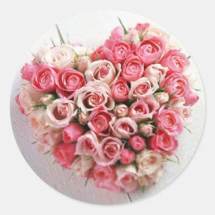Sticker rond Coeur rose