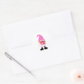 Sticker Rond Coeur rose AMOUR Valentine Gnome (Enveloppe)