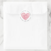 Sticker Rond Coeur rose avec amour Adresse de retour (Sac)