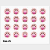 STICKER ROND COEUR ROSE DE L'OURS (Feuille)