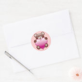 STICKER ROND COEUR ROSE DE L'OURS (Enveloppe)