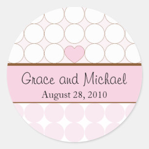 Sticker Rond Coeur rose et Mariage Pois