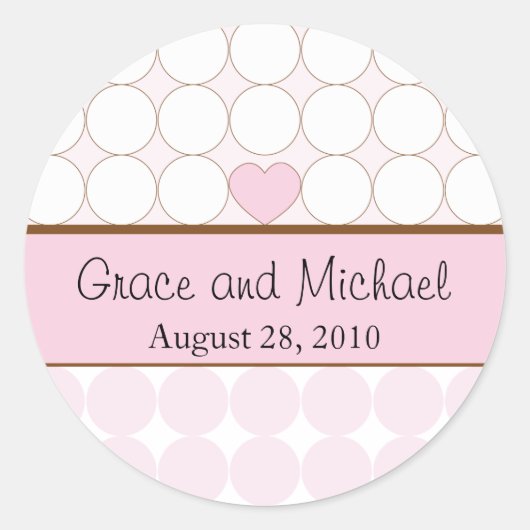 Sticker Rond Coeur rose et Mariage Pois (Devant)