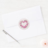 Sticker Rond Coeur rose floral (Enveloppe)