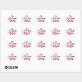 Sticker Rond Coeur rose Je t'aime Valentine (Feuille)