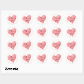 Sticker Rond Coeur rose merci (Feuille)