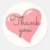Sticker Rond Coeur rose merci (Devant)