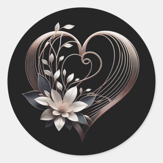 Sticker Rond Coeur rose moderne (Devant)