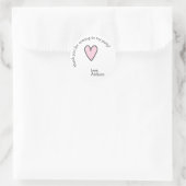Sticker Rond Coeur rose mou - Merci Anniversaire de enfant (Sac)