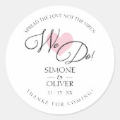 Sticker Rond Coeur rose Nous Citons Mariage Sanitizer Gel main (Devant)