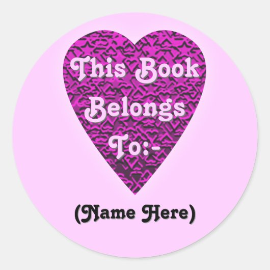 Sticker Rond Coeur rose profond. Conception Cardiaque À Motifs. (Devant)