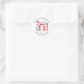 Sticker Rond Coeur rose rouge Baby shower arc-en-ciel Favoriser (Sac)