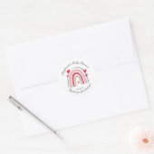 Sticker Rond Coeur rose rouge Baby shower arc-en-ciel Favoriser (Enveloppe)
