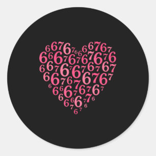 Sticker Rond Cœur rose Saint-Valentin 6 7 Cœur d'amour 6-7 Meme
