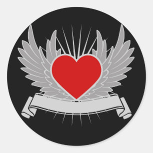 Sticker Rond Coeur rouge