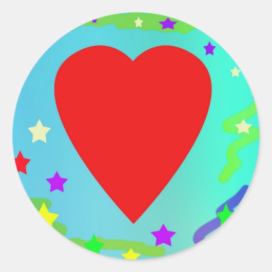 Sticker Rond Cœur Rouge (Devant)