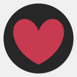 Sticker Rond Coeur rouge en noir