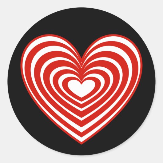 Sticker Rond Coeur rouge et blanc (Devant)