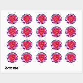 Sticker Rond coeur rouge et rose (Feuille)