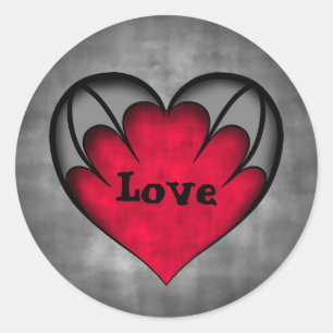 Sticker Rond Coeur rouge gothique Valentines jour Amour