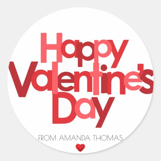 Sticker Rond coeur rouge Heureuse Sainte-Valentin (Devant)