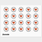 Sticker Rond Coeur rouge mignon fait avec amour (Feuille)