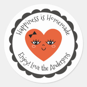 Sticker Rond Coeur rouge mignon fait avec amour