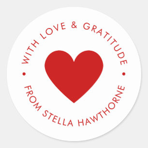 Sticker Rond Cœur Rouge Minimal Moderne 