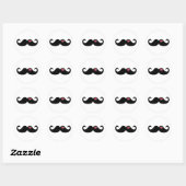 Sticker Rond Coeur rouge moustache (Feuille)