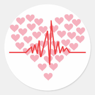 Sticker Rond coeur rouge rétro