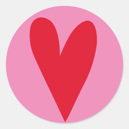 Sticker Rond Coeur rouge - Saint-Valentin rose chaud / Mariage (Devant)