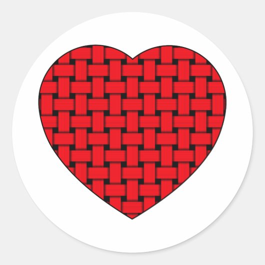 Sticker Rond Coeur rouge tressé (Devant)