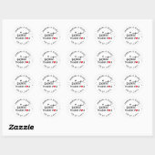 Sticker Rond Coeur Rouge Un Merci Doux Faveur de mariage (Feuille)