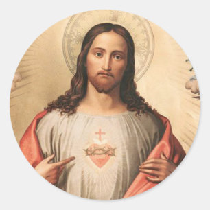 Sticker Rond Coeur sacré de la bénédiction de Jésus