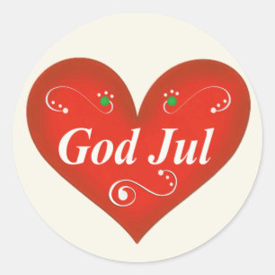 Sticker Rond Coeur scandinave de Noël de juillet de Dieu