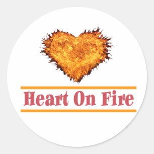 Sticker Rond Coeur sur le feu Word Art Design