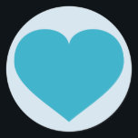 Sticker Rond Coeur Turquoise<br><div class="desc">Cet autocollant rond présente un coeur légèrement turquoise.</div>