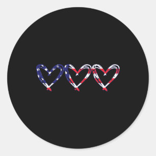 Sticker Rond Coeur US Drapeau Américain Drôle 4 juillet Indépen