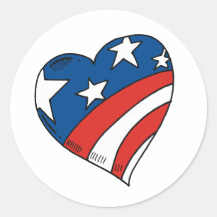 Sticker Rond Coeur USA Flag Tshirts et cadeaux