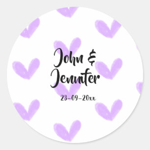 Sticker Rond coeur violet aquarelle valentine couple nom da