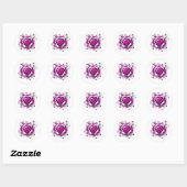 Sticker Rond Cœur Violet de la Saint-Valentin (Feuille)