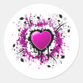 Sticker Rond Cœur Violet de la Saint-Valentin (Devant)