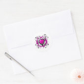 Sticker Rond Cœur Violet de la Saint-Valentin
