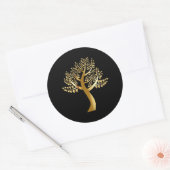 Sticker Rond Coeurs amateurs d'or sur un Gold Tree (Enveloppe)